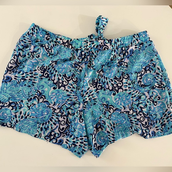 Lilly Pulitzer Mylee Tie Front Light Aqua Spritz Shorts Size 14 - Picture 3 of 8